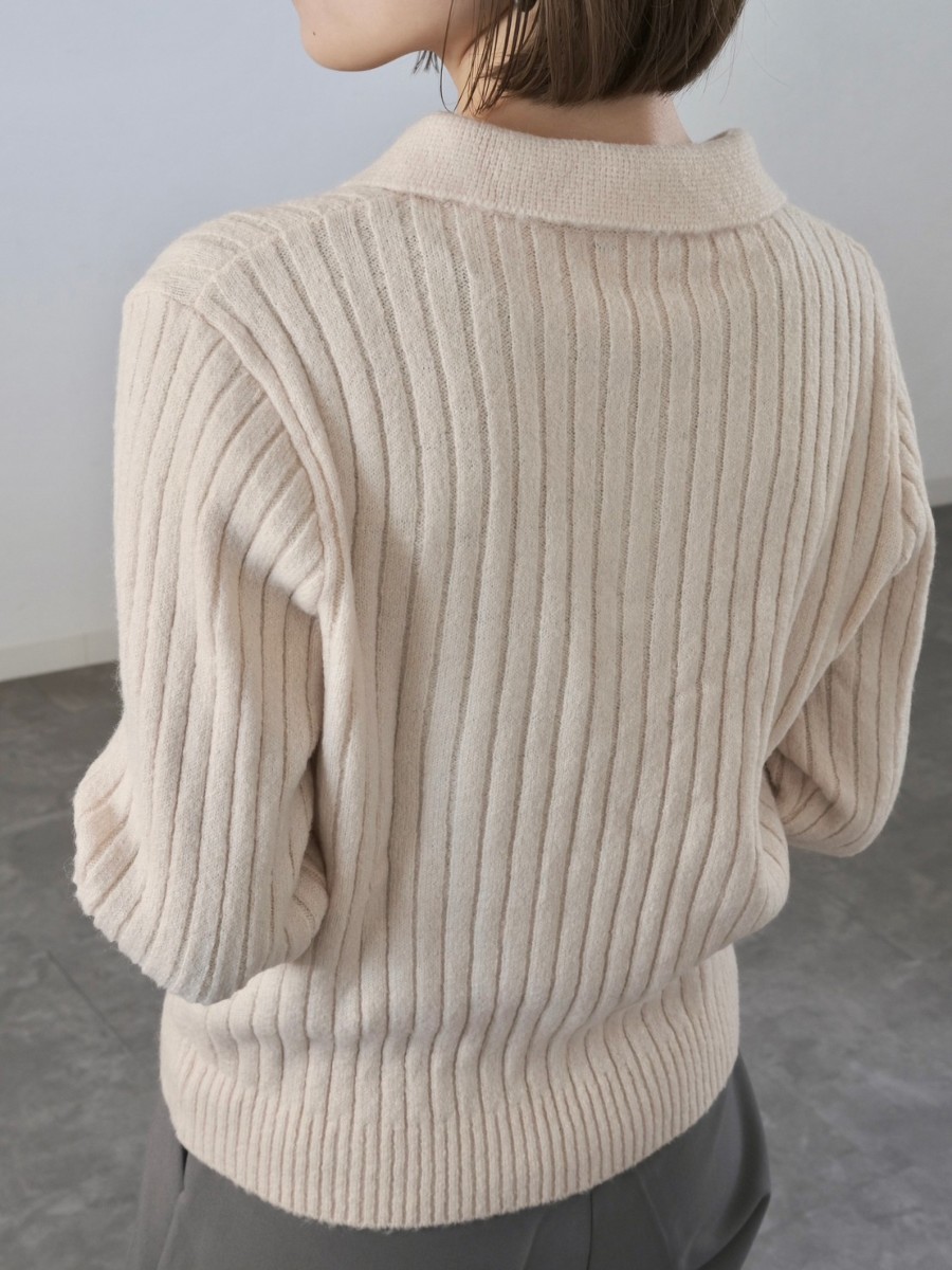 smooth rib polo knit TOPS Reurie'（レウリィ）